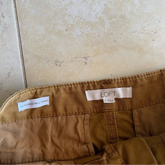 Loft High Waist Cotton Twill Shorts Tan Size 4 Casual Everyday Pockets - Picture 5 of 5
